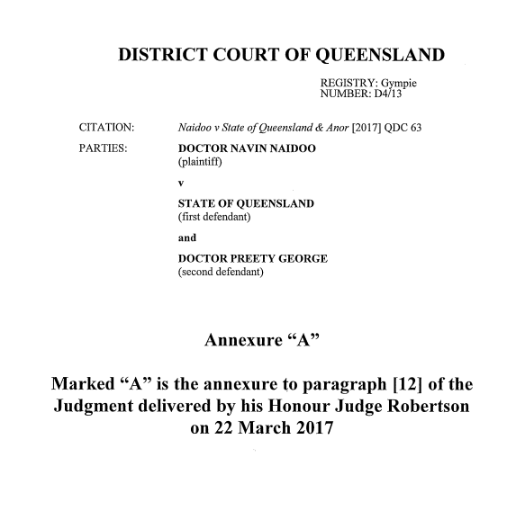 Naidoo v State of Queensland [2017] QDC 63
