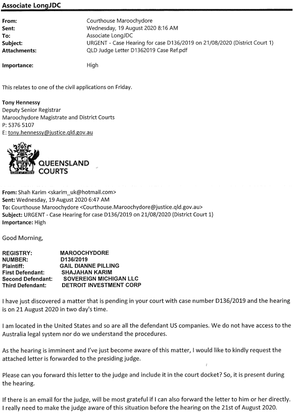 Pilling v Shajahan Karim LLB [2020] QDC 306