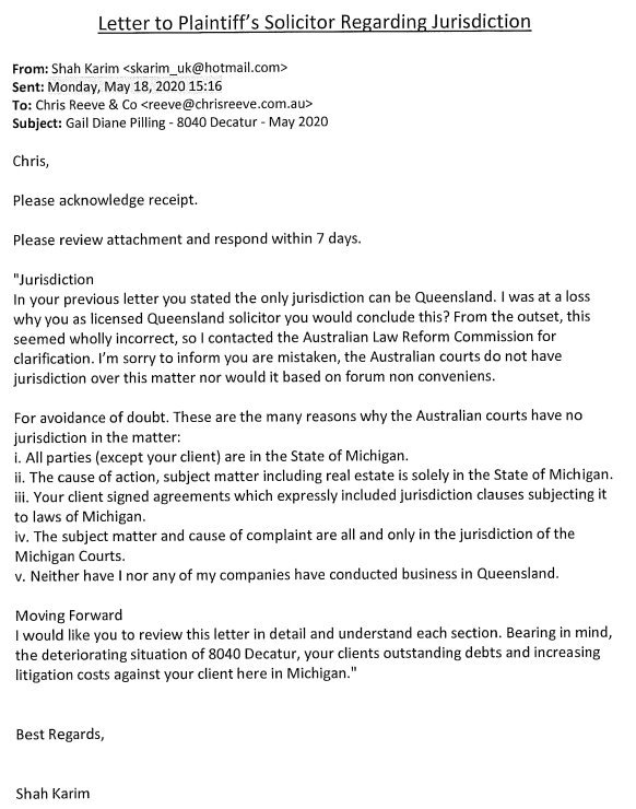 Pilling v Shajahan Karim LLB [2020] QDC 306