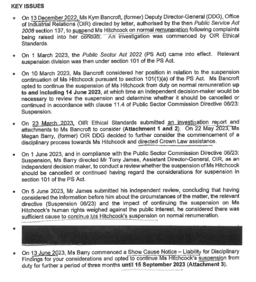 Hitchcock v State of Queensland (Office of Industrial Relations) [2024] QIRC 258