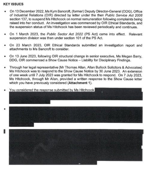 Hitchcock v State of Queensland (Office of Industrial Relations) [2024] QIRC 258